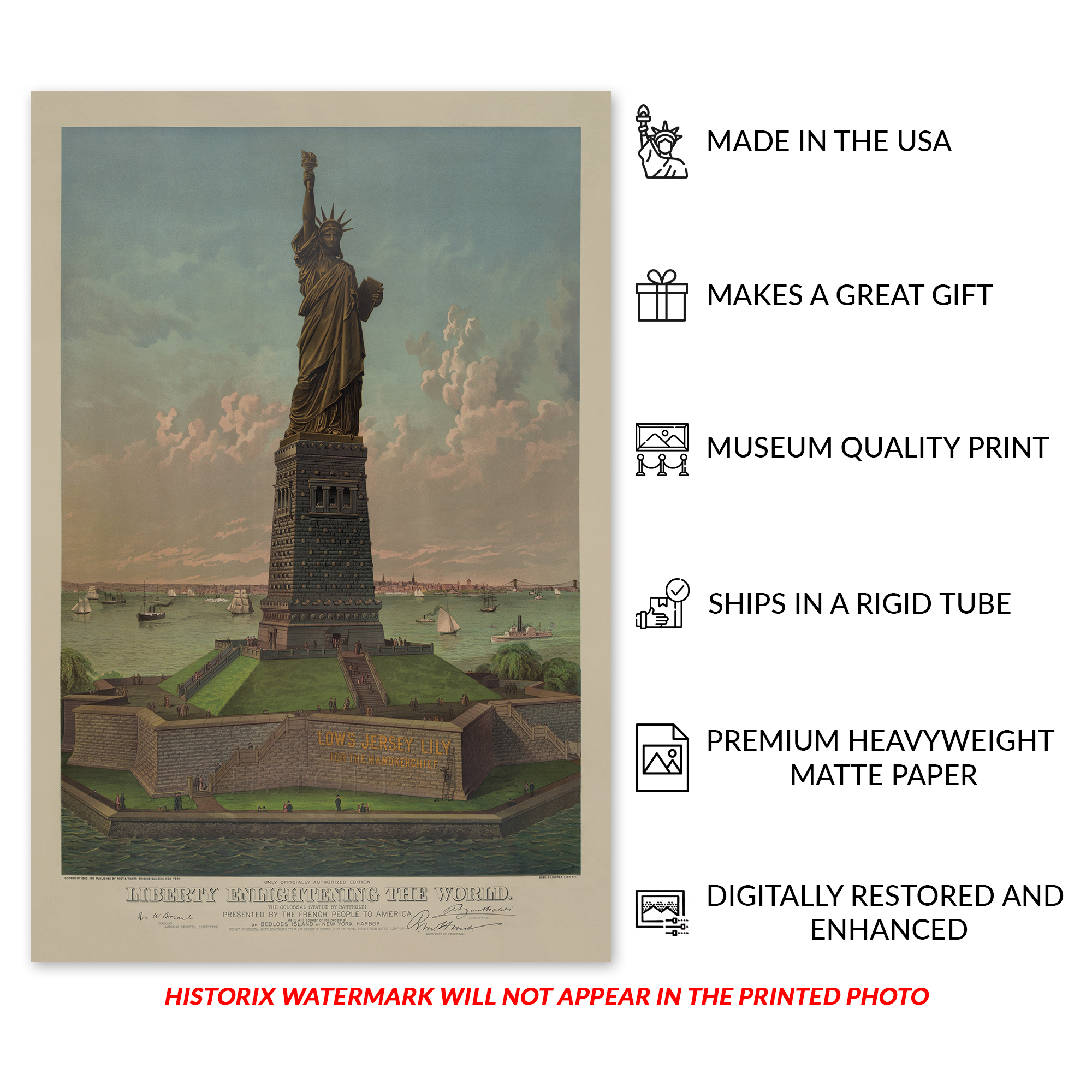1885 Statue of Liberty Enlightening the World Poster Matte Wall Art Print - Picture 37 of 40