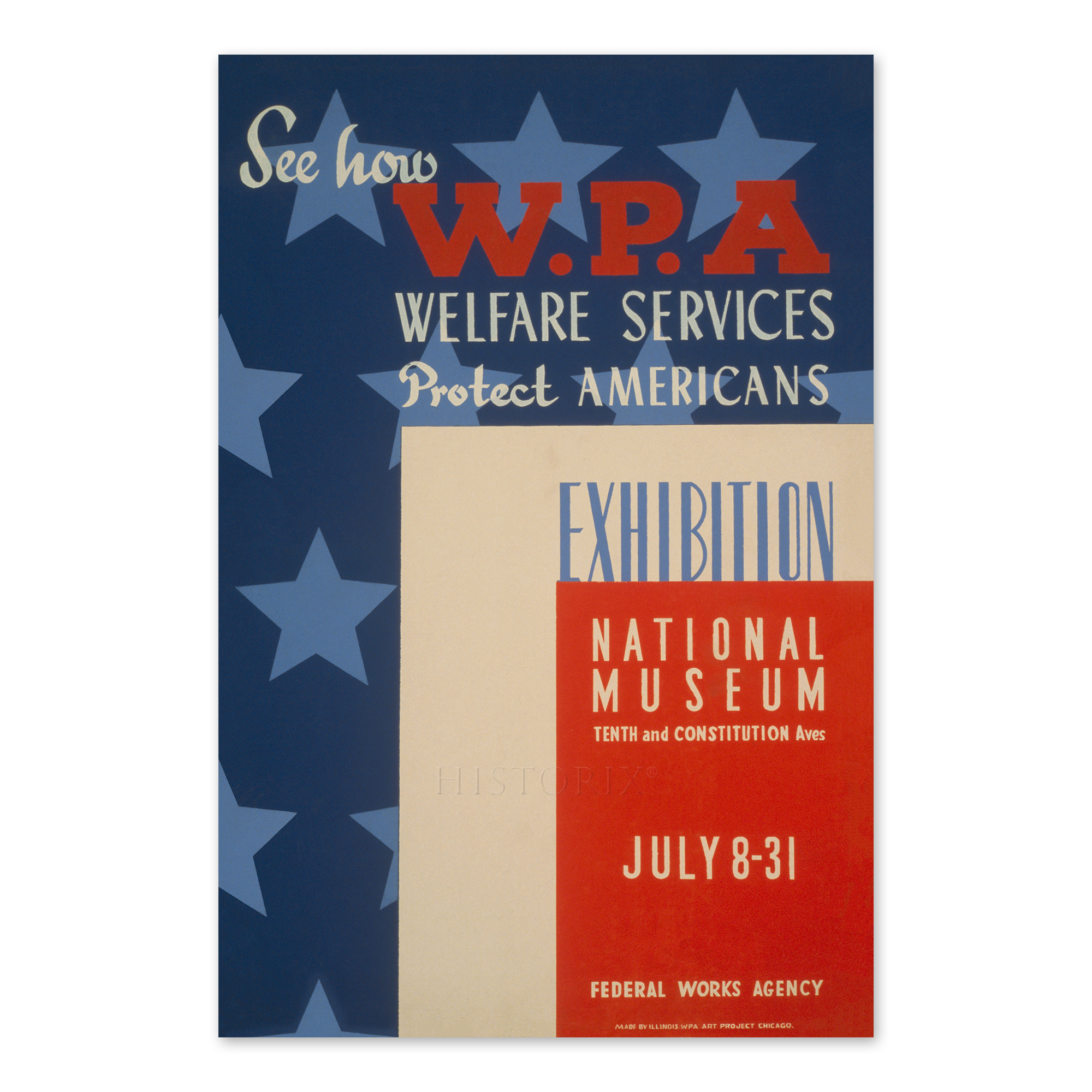 1936 WPA Welfare Services Exhibition Poster Federal Art Project Social Work