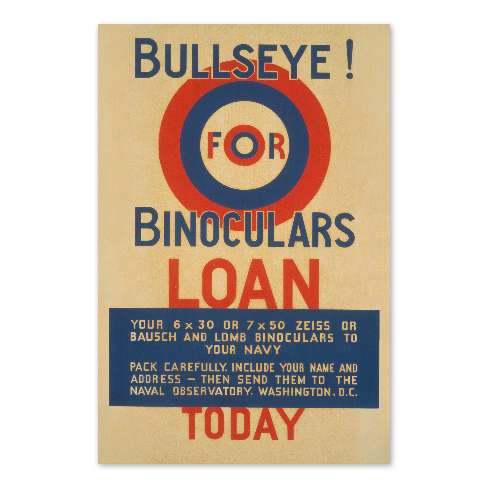 1941 Navy Binoculars WWII Poster WPA Federal Art Project Home Front Propaganda