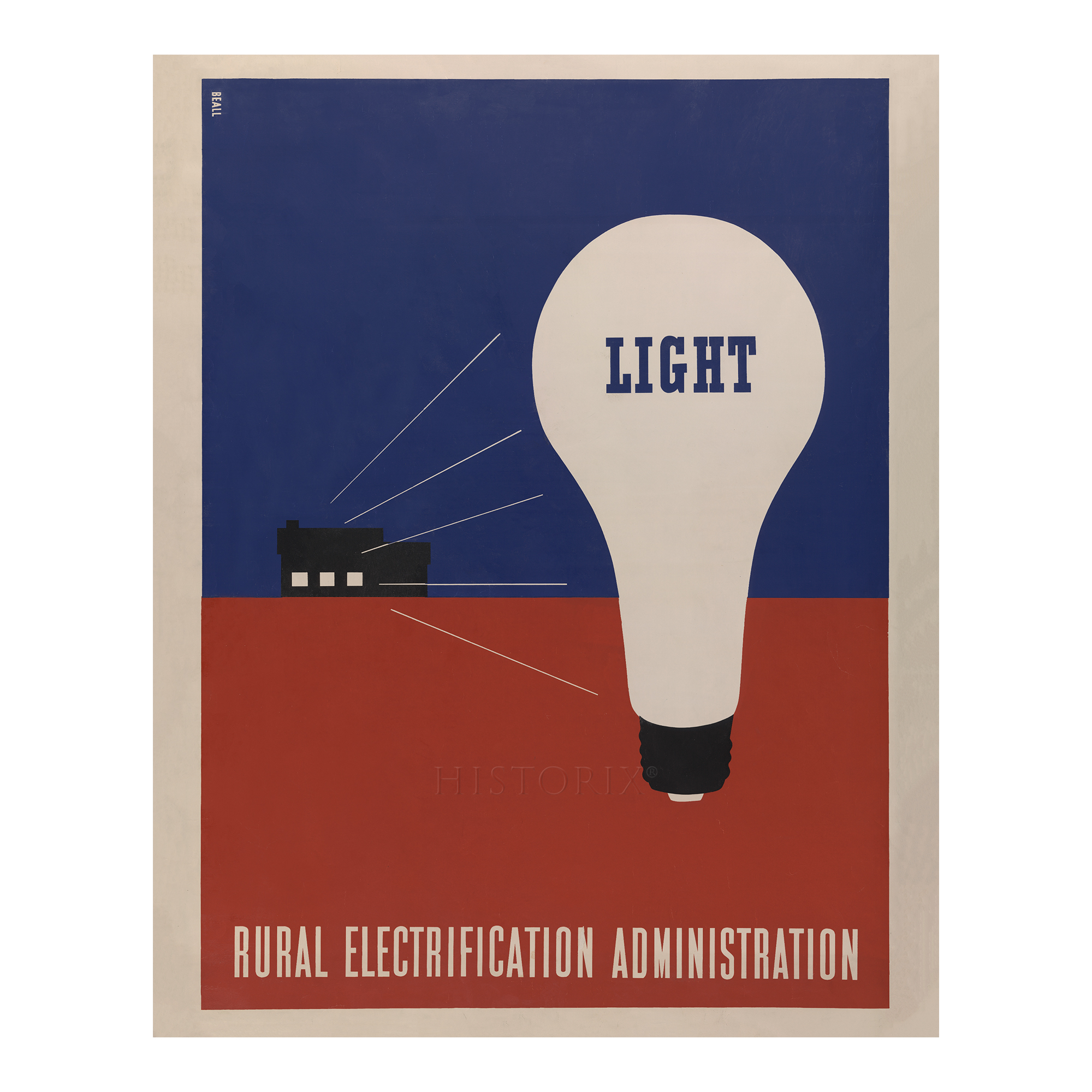 1937 Rural Electrification Administration Light Poster WPA New Deal Art Deco