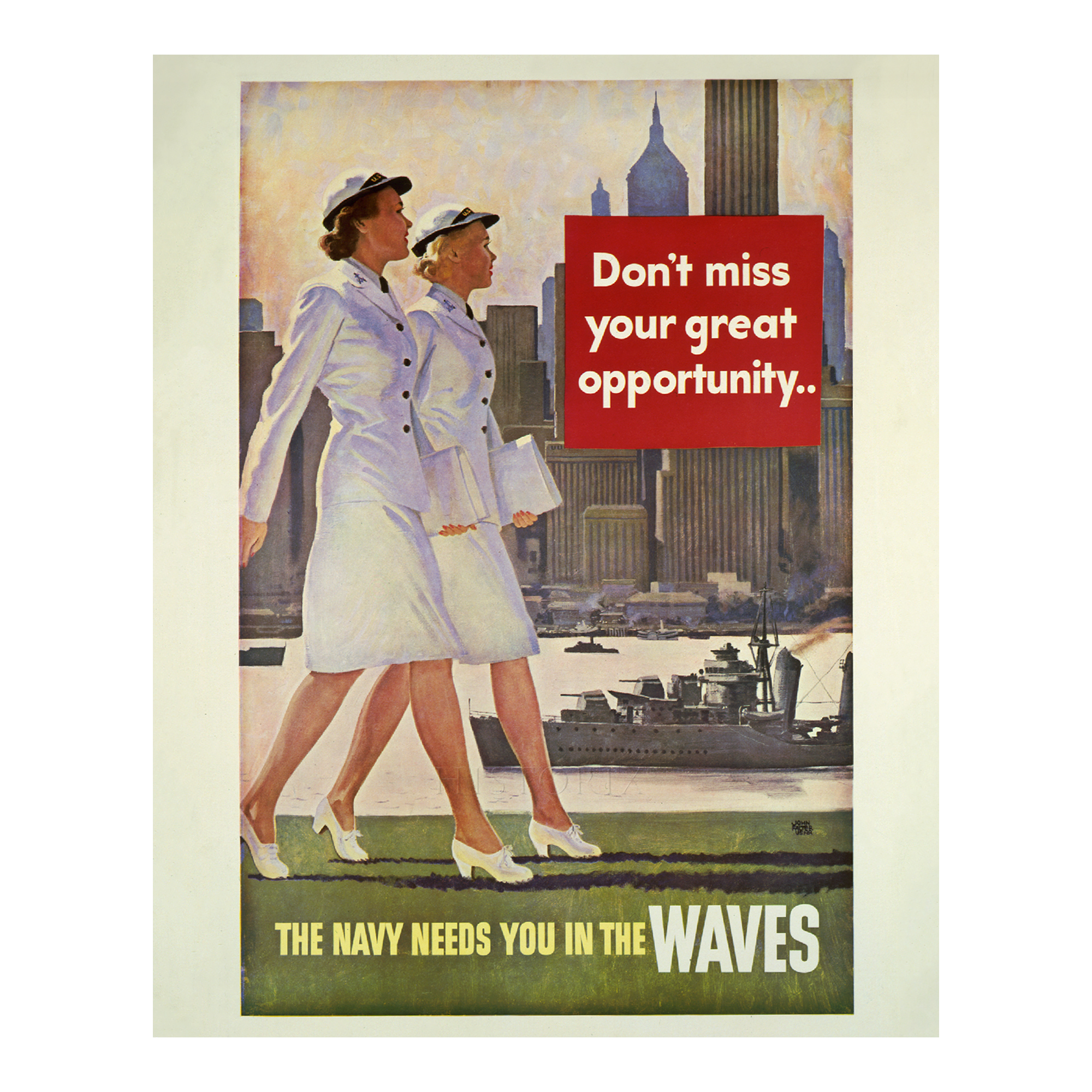1944 Navy Needs You in the WAVES Women WWII Recruiting Poster Military
