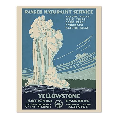 1938 Yellowstone National Park Old Faithful Geyser Travel Poster Wall Art Print