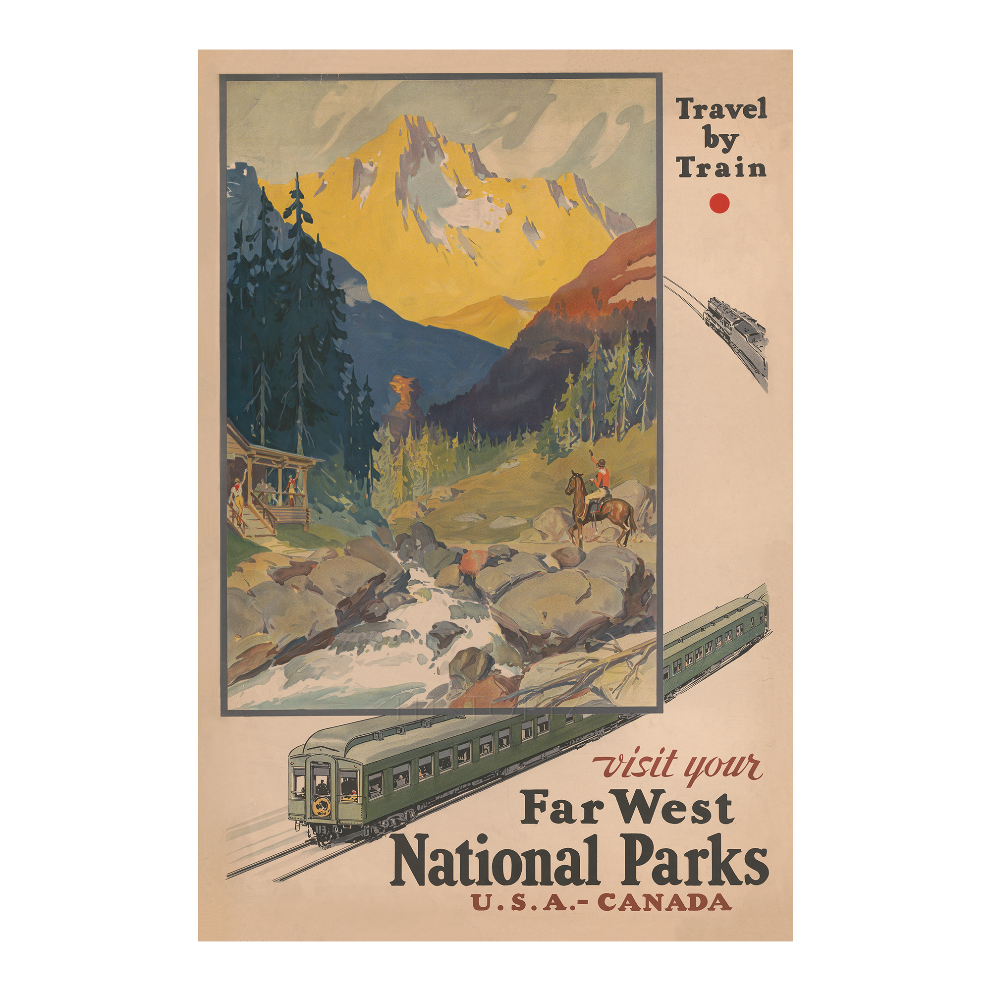 1920 Far West National Parks Railroad Travel Poster American Train Tourism