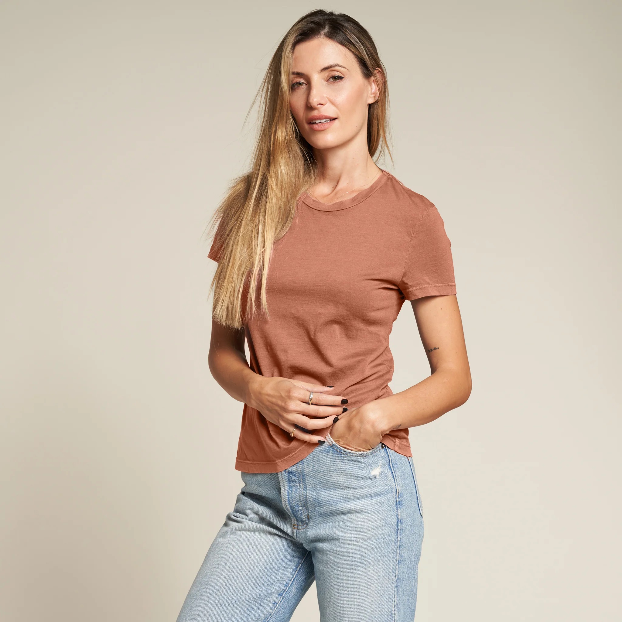 Rowan Damen T-Shirt Tyler Supima Baumwolle Kurzarm Oberteil Tee Made in USA - Bild 12 von 33
