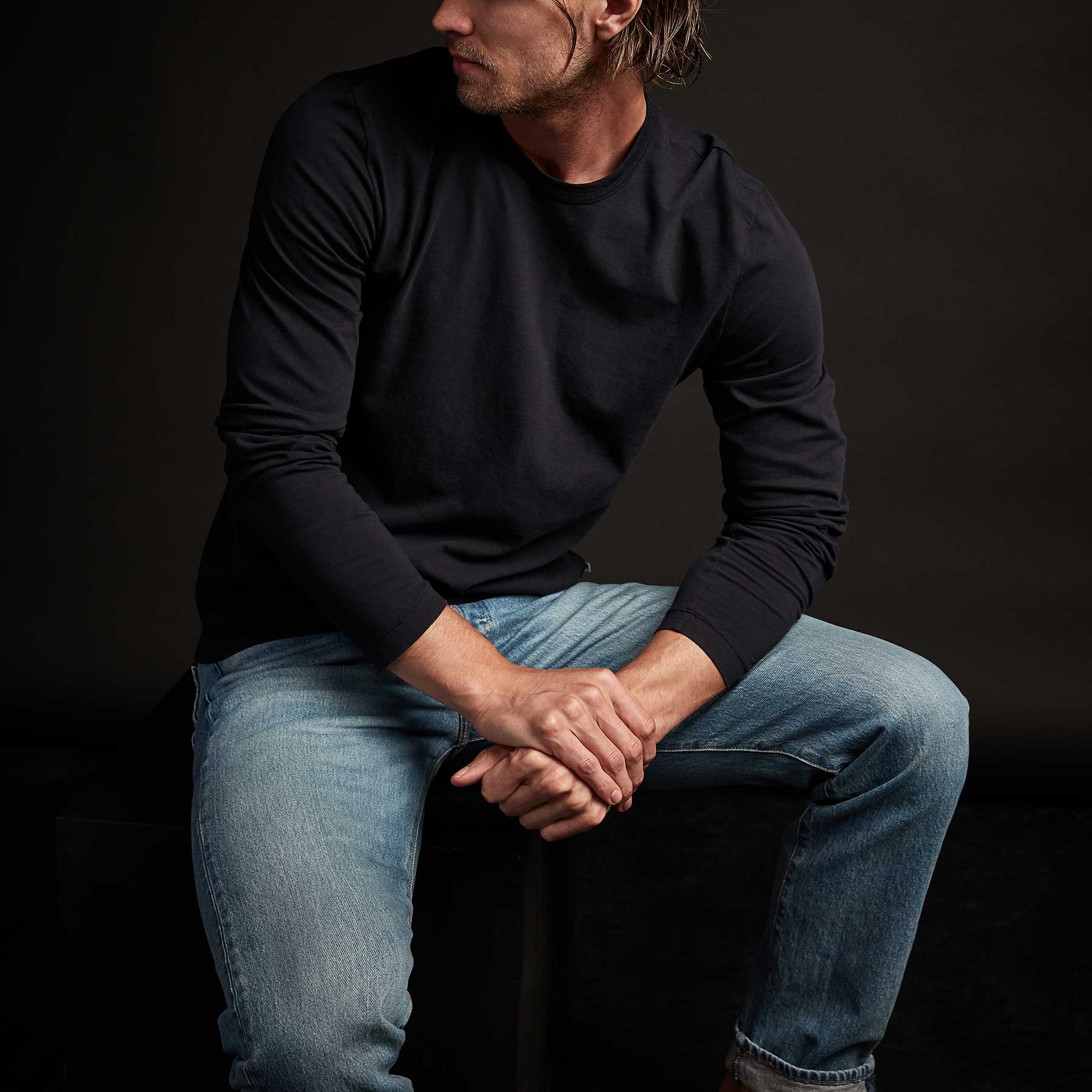 Camiseta para hombre James Perse de algodón tejido MLJ3351 manga larga cuello redondo - Imagen 9 de 19