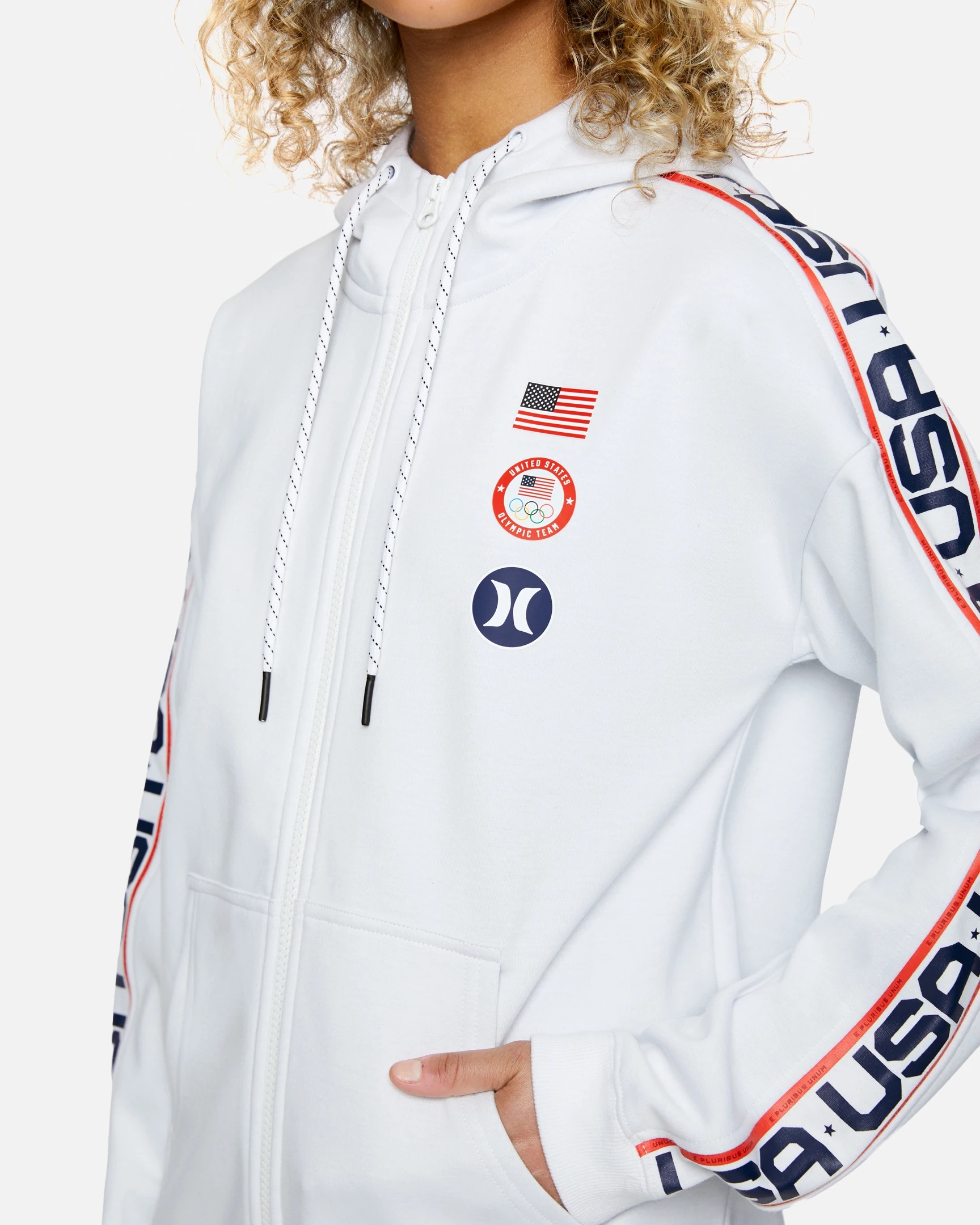Hurley Women's Team USA Olympics Therma Full Zip Fleece Hoodie Sweatshirt - Picture 6 of 6