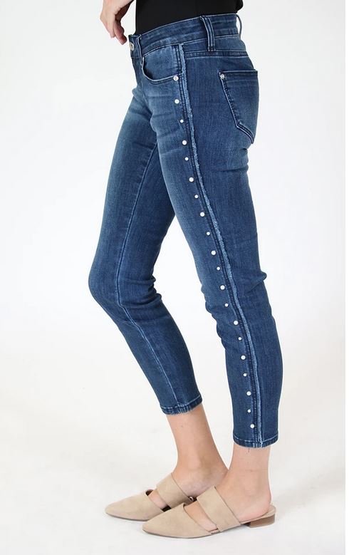 Grace in LA Jeans Women's Pearl Side Seam Skinny Fit Stretch Jeans - Picture 16 of 35