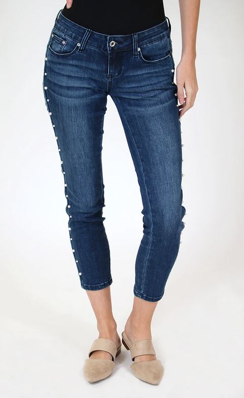 Grace in LA Jeans Women's Pearl Side Seam Skinny Fit Stretch Jeans - Picture 21 of 35