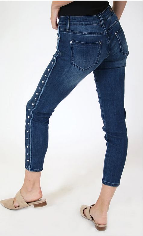 Grace in LA Jeans Women's Pearl Side Seam Skinny Fit Stretch Jeans - Picture 26 of 35