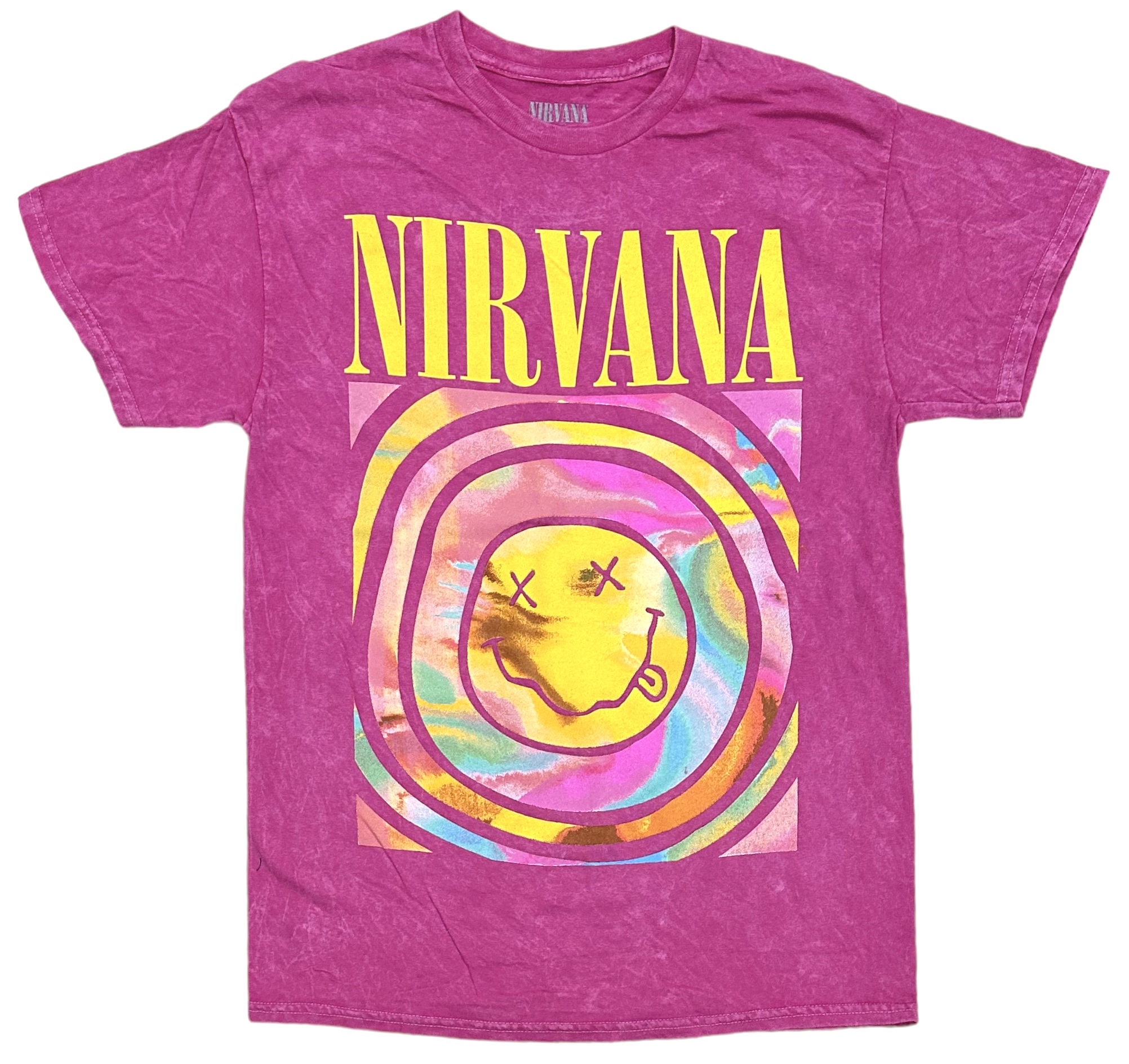 Camiseta Nirvana Unisex Mercancía Genuina Lavado Ácido Mineral Daze Smile Rosa Camiseta - Imagen 5 de 10