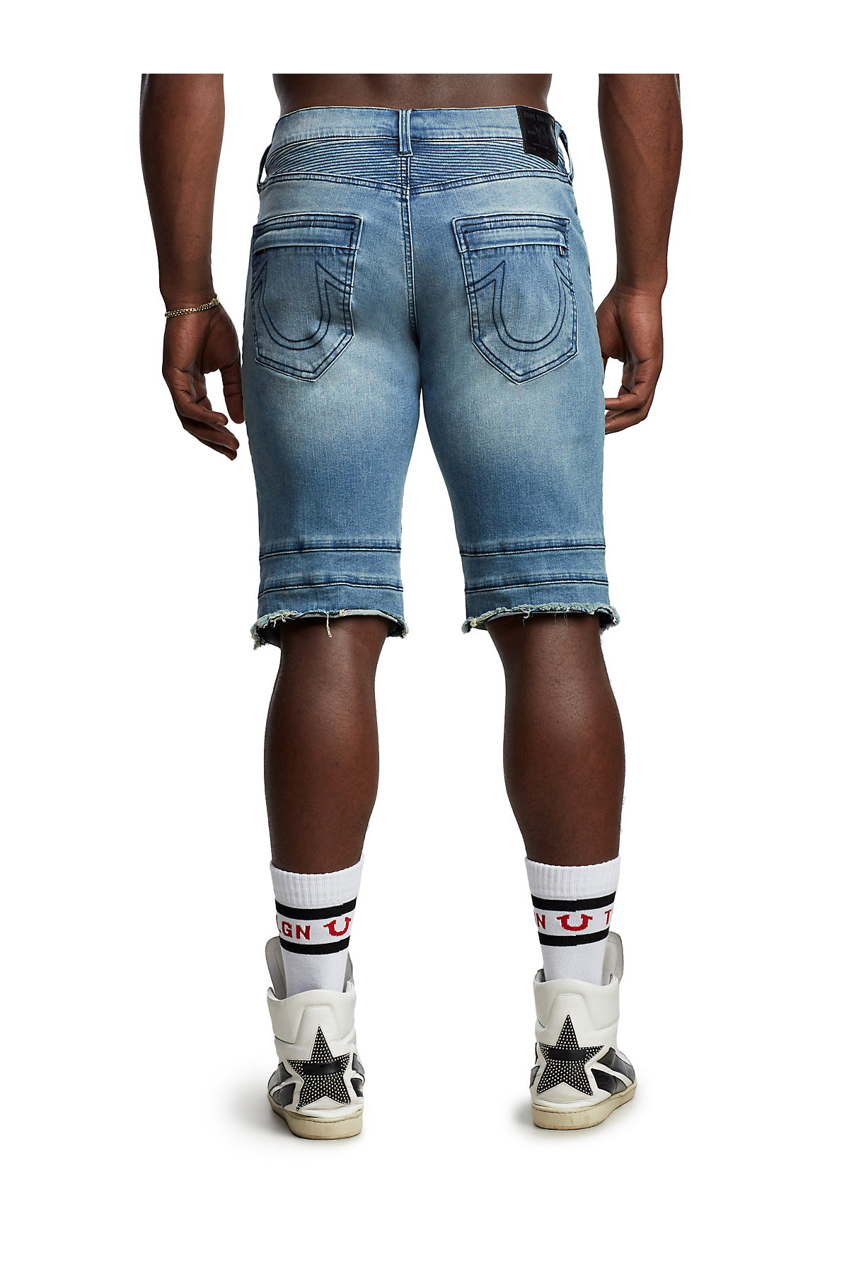 true religion ripped jean shorts mens