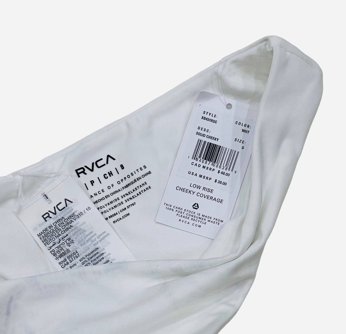 RVCA Women's Surf Bikini Bottom Solid Cheeky Low Rise - Picture 7 of 10