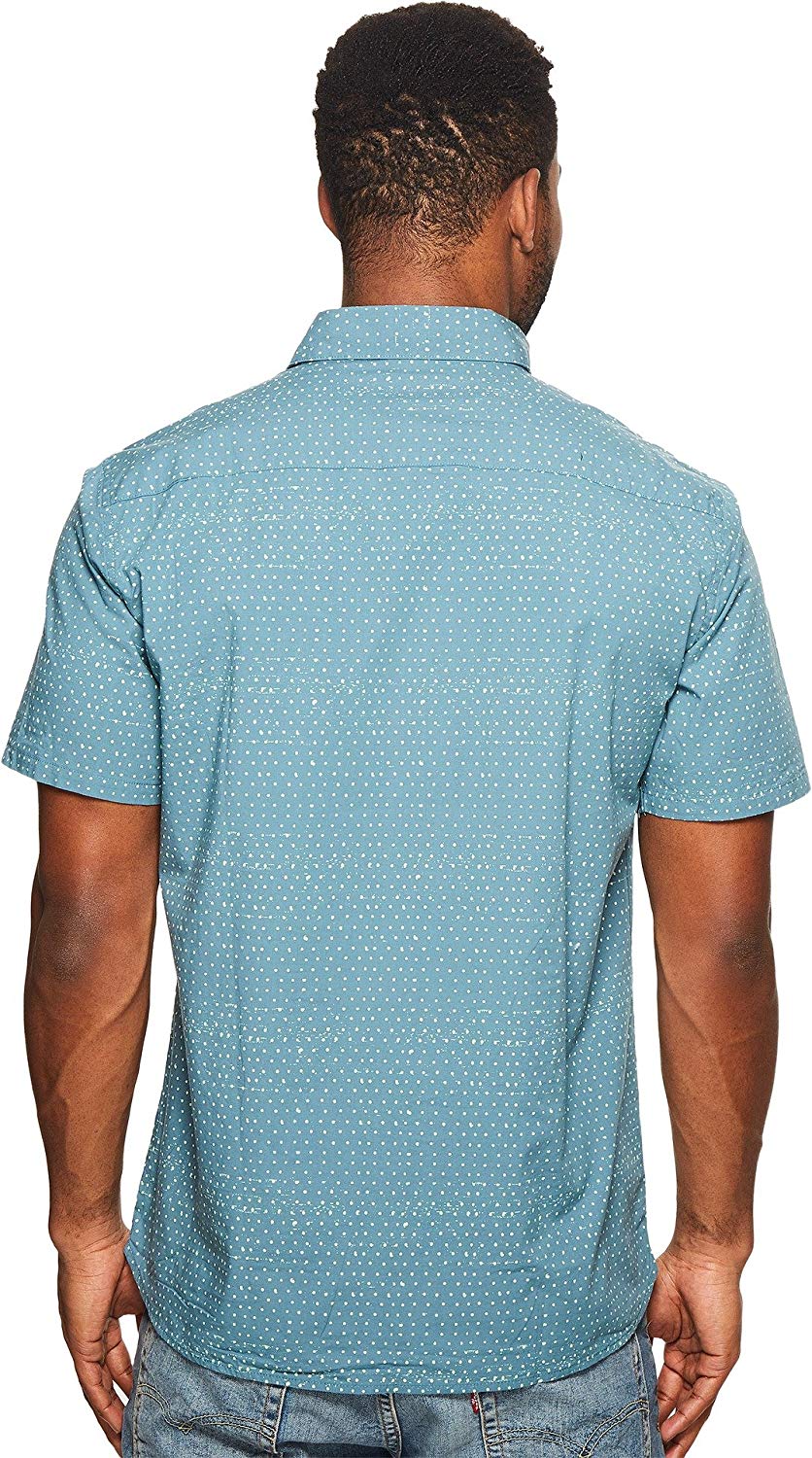 Hurley Men's Jones Dot Short Sleeve Woven Button Up Shirt Noise Aqua