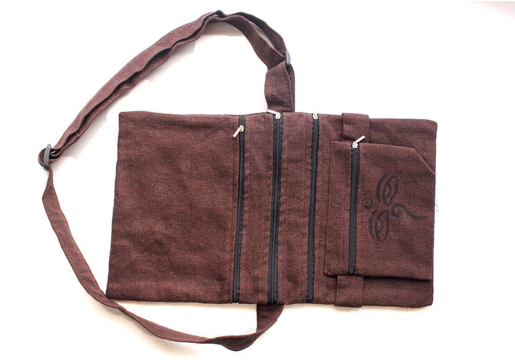 Bolso de transporte lateral de algodón estampado con ojos de Buda - Imagen 11 de 11
