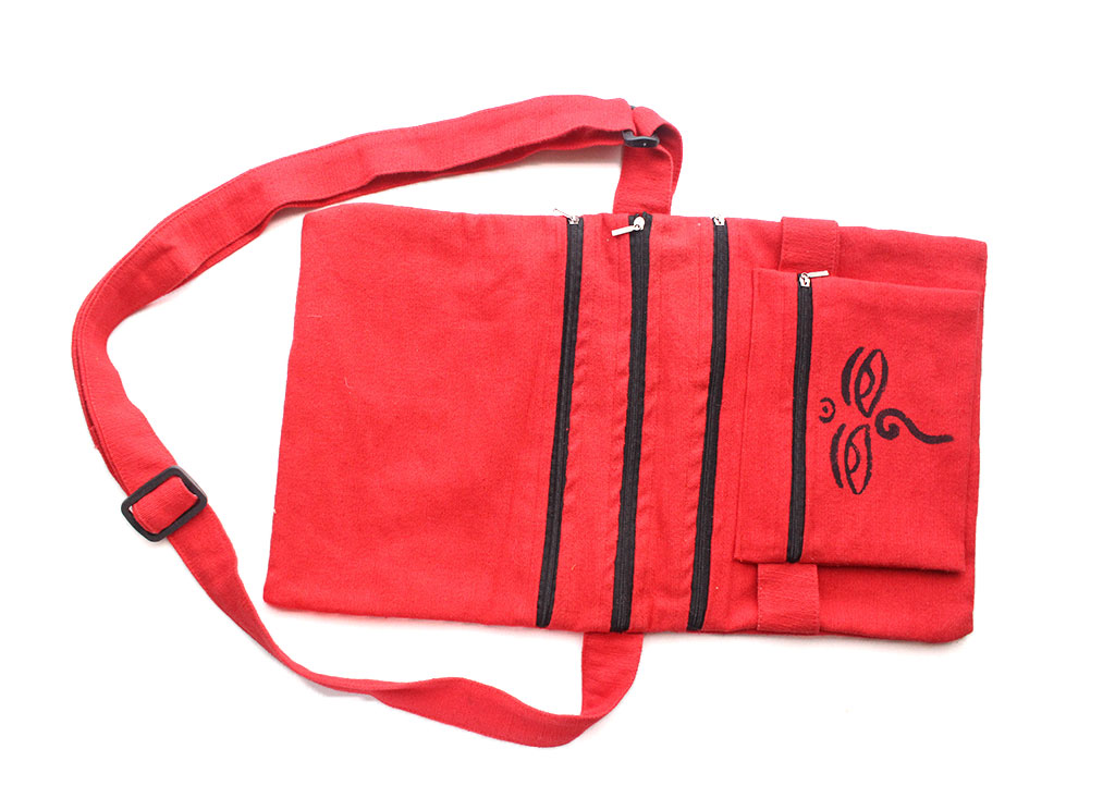 Bolso de transporte lateral de algodón estampado con ojos de Buda - Imagen 4 de 11