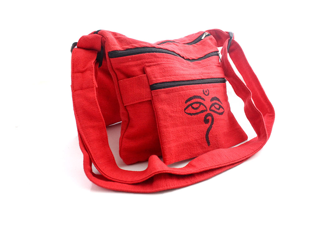 Bolso de transporte lateral de algodón estampado con ojos de Buda - Imagen 5 de 11