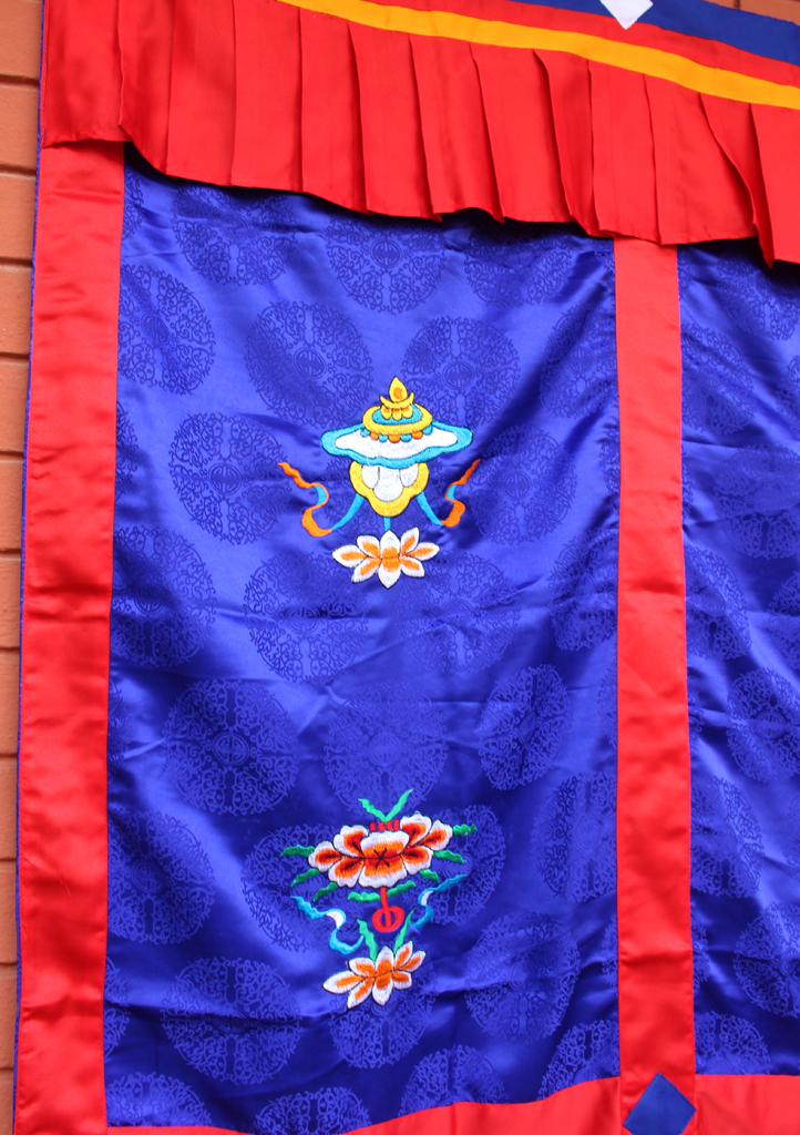 8 Auspicious Symbol Embroidered Silk Fabric Tibetan Door Curtain - Picture 16 of 21