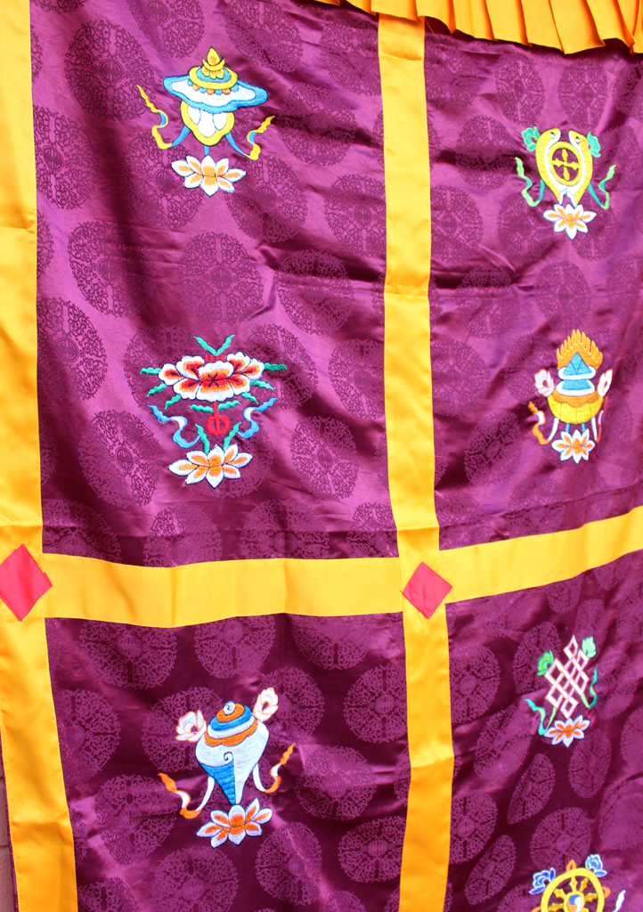 8 Auspicious Symbol Embroidered Silk Fabric Tibetan Door Curtain - Picture 19 of 21