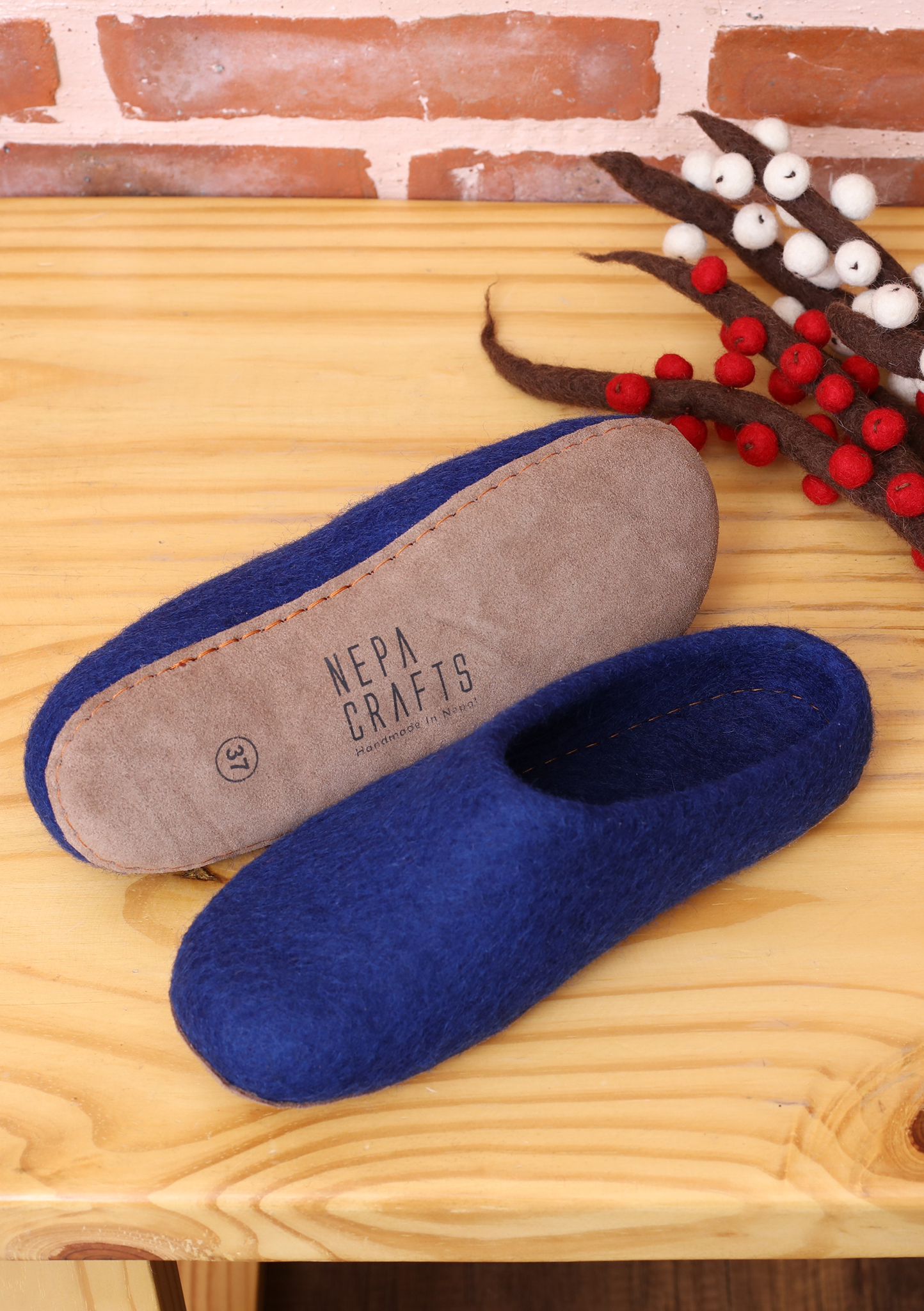 Hand Crafted Premium Felt Slippers for Comfort and Style- Dark Blue - Picture 9 of 10