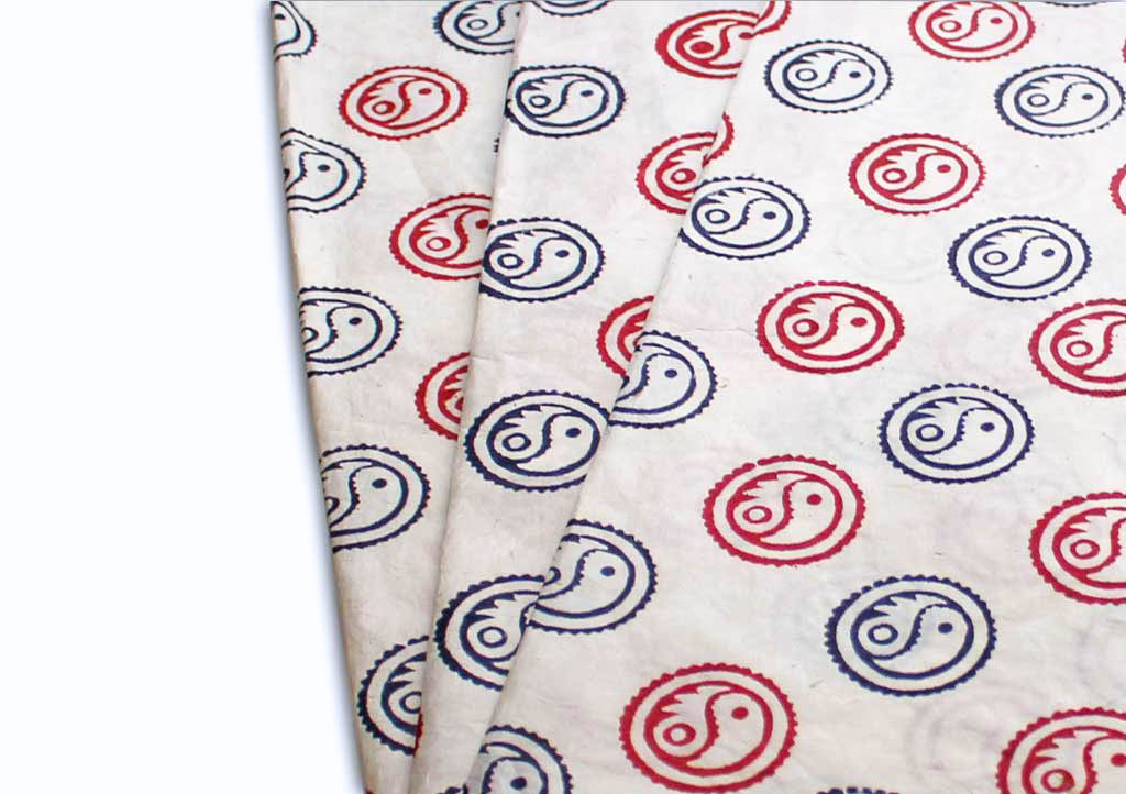 Ying Yang bedruckte Lokta Papier Geschenkpapier Blätter - Bild 6 von 9