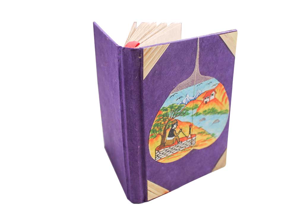 Man Taking Rest Painted Bodhi Leaf Lokta Paper Journal - Picture 7 of 8