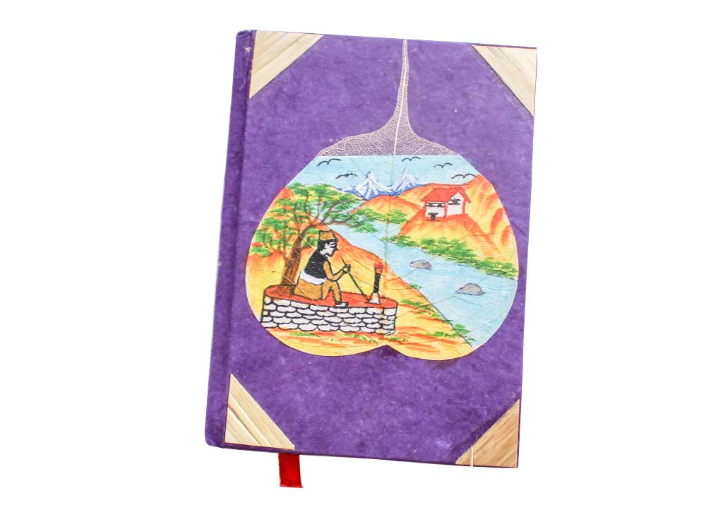 Man Taking Rest Painted Bodhi Leaf Lokta Paper Journal - Picture 8 of 8