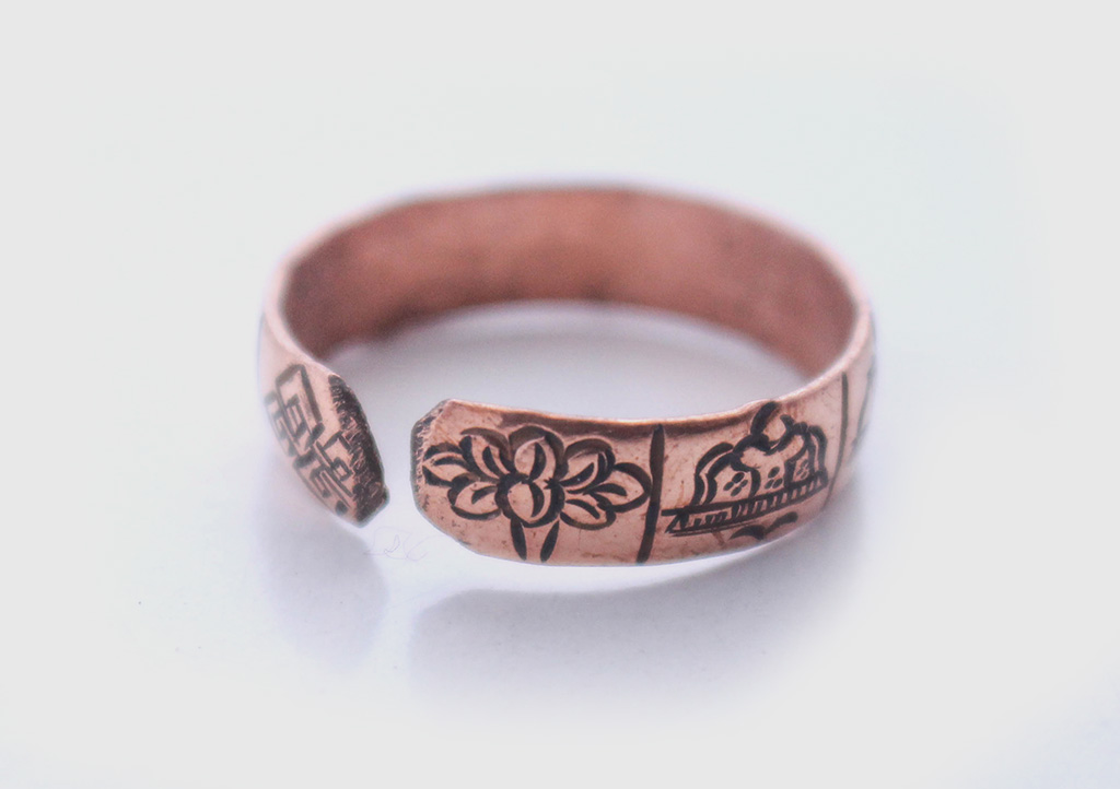 Anillo de dedo de cobre unisex tallado a mano - Imagen 11 de 16
