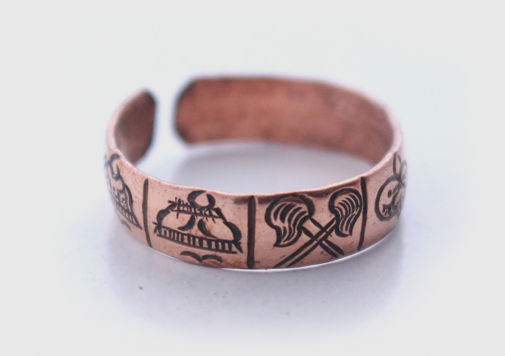 Anillo de dedo de cobre unisex tallado a mano - Imagen 9 de 16