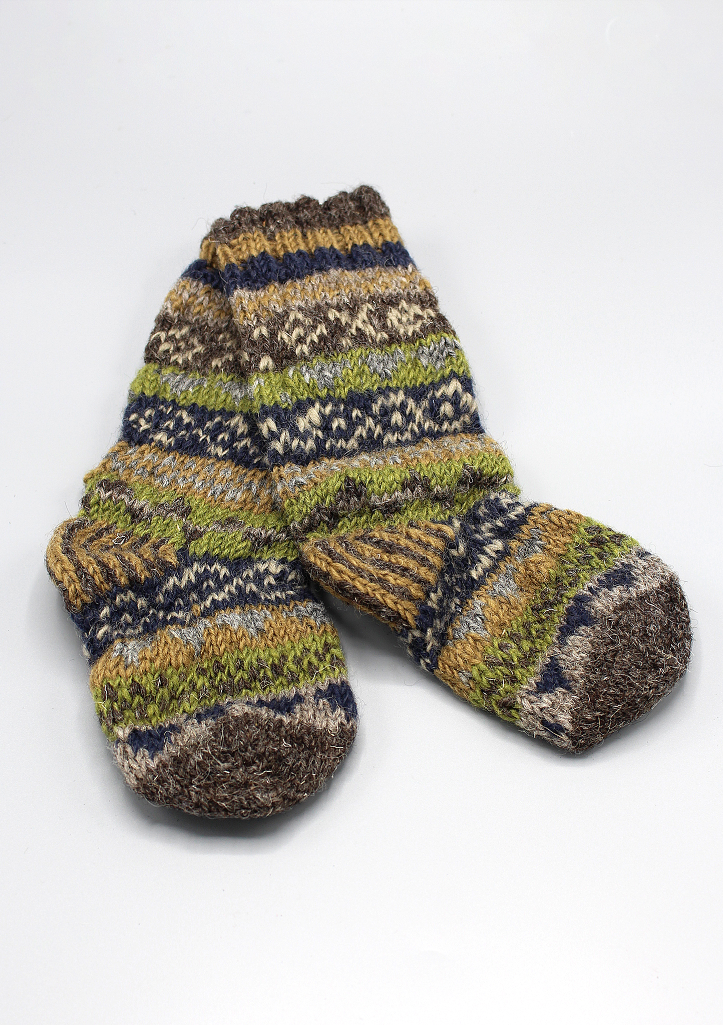 Hand Knit 100% Gray and Mint Green Woolen Children Knee High Socks WO55CHS - Picture 9 of 11