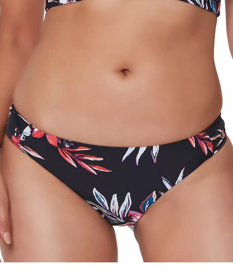 Bikini Swim Bottoms Hipster Black Floral Print Size Small BAR III