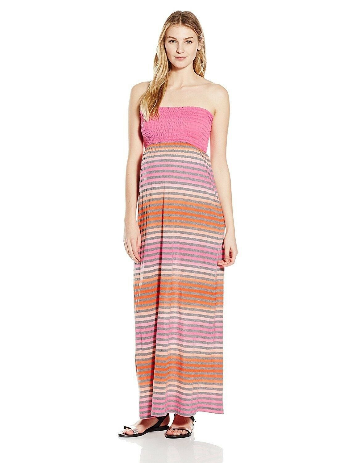open lace back dress Juniper Hot Pink Strapless Maternity Maxi Dress – Club L London main image 0