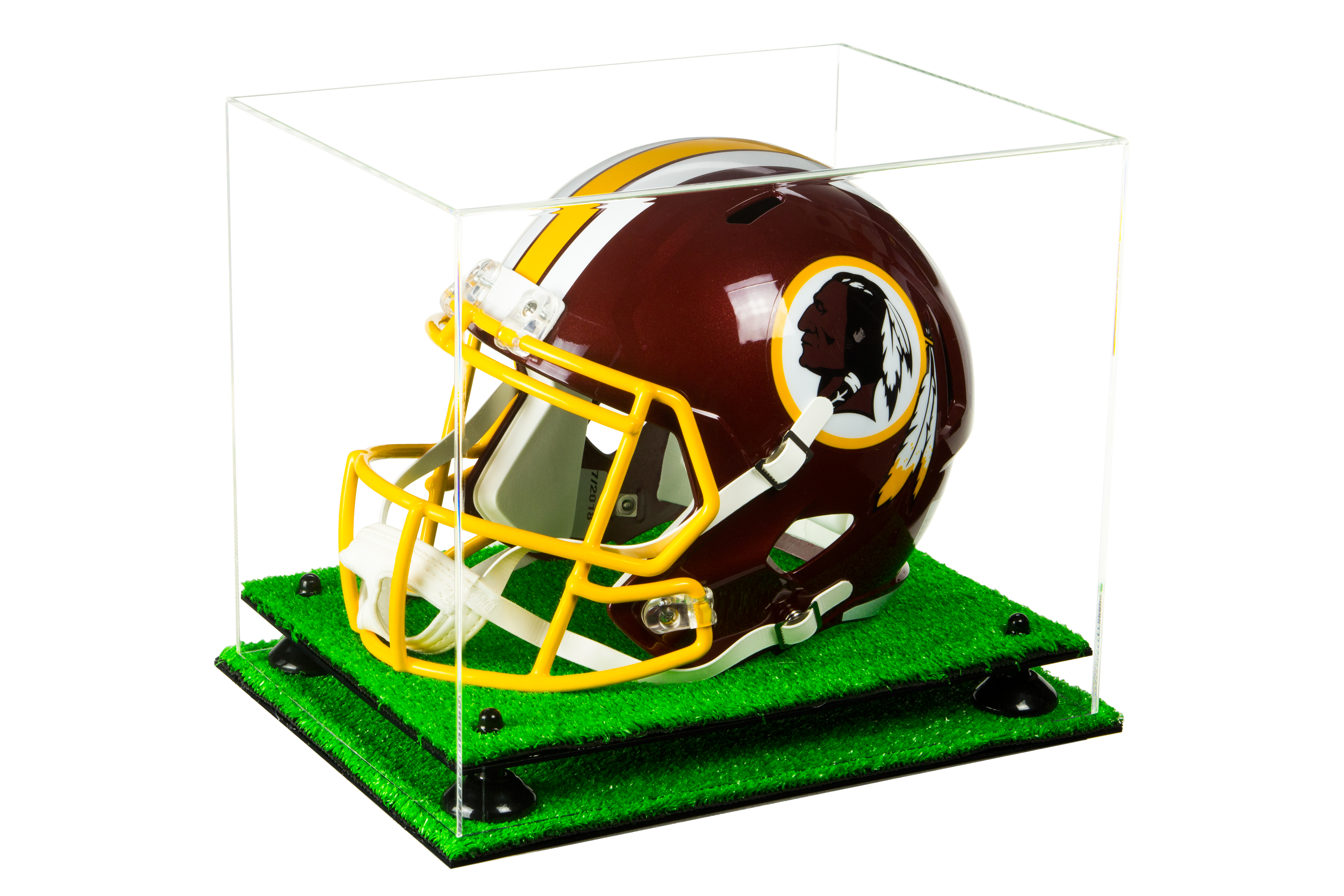 A003-BR Clear Acrylic Collectible MINI Helmet Display Case with Black Risers