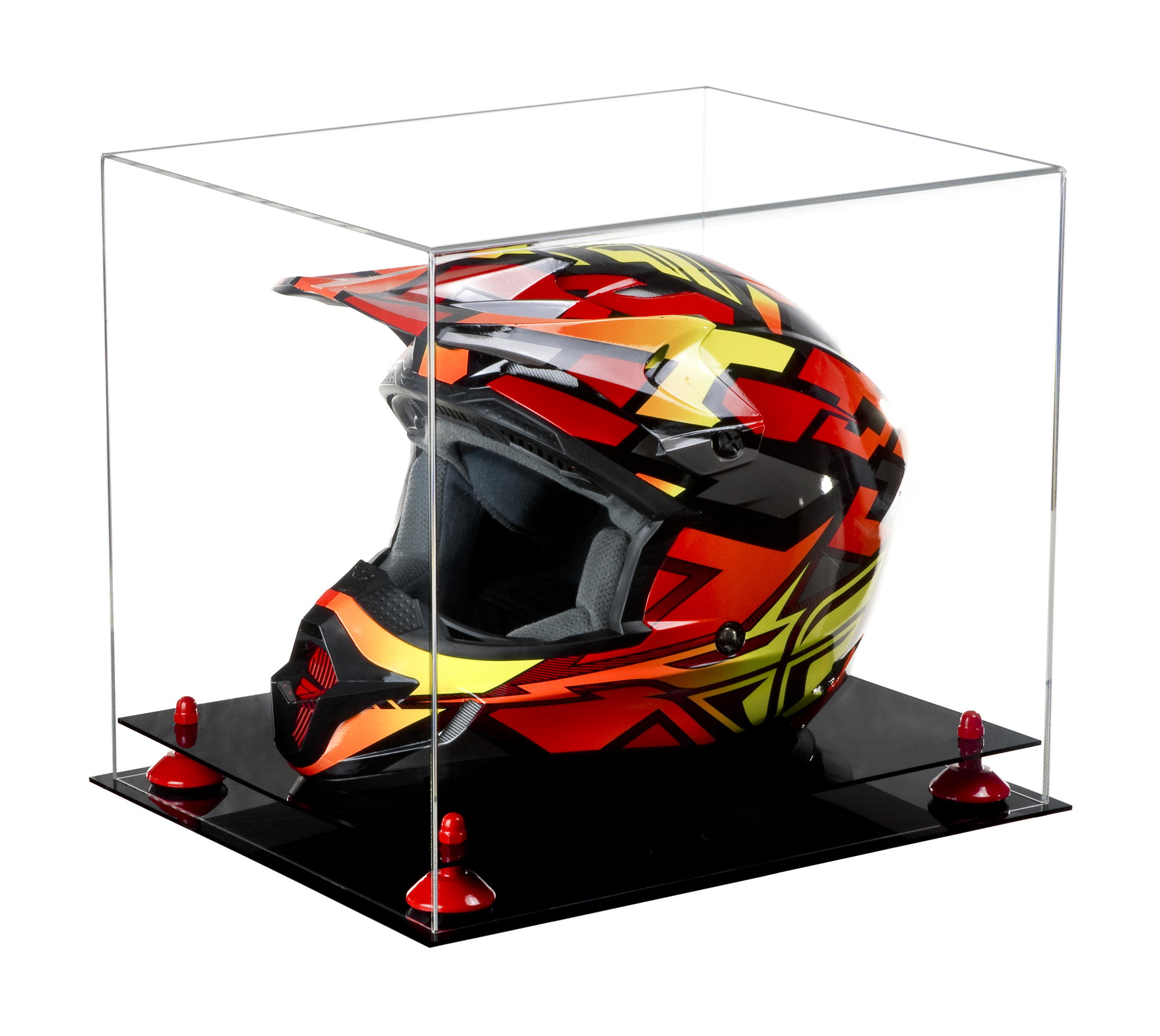 Motorcycle Motocross or Nascar Racing Helmet Display Case w/ RedRisers