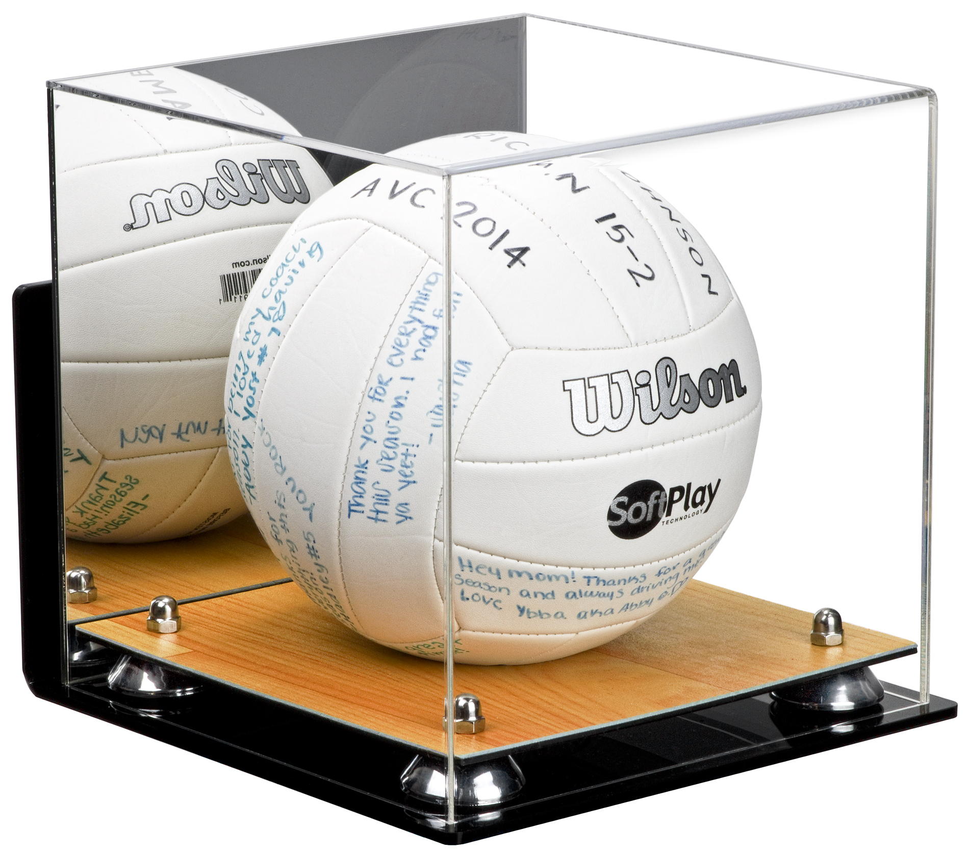 Volleyball Wall Mount Display Case with Mirror Wood Floor & Silver Risers (A027) 652012357438 eBay