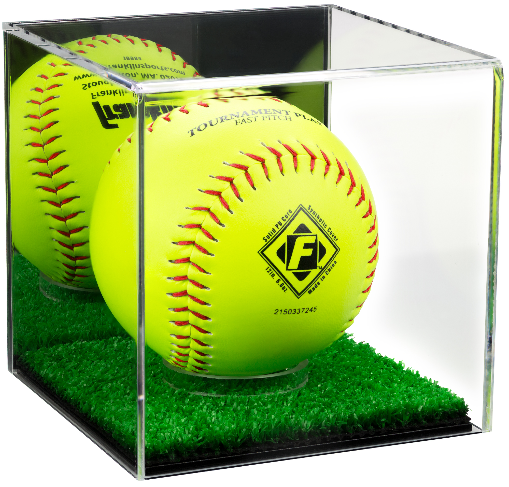 Deluxe Acrylic Softball Display Case with Mirror and Turf Bottom (A081