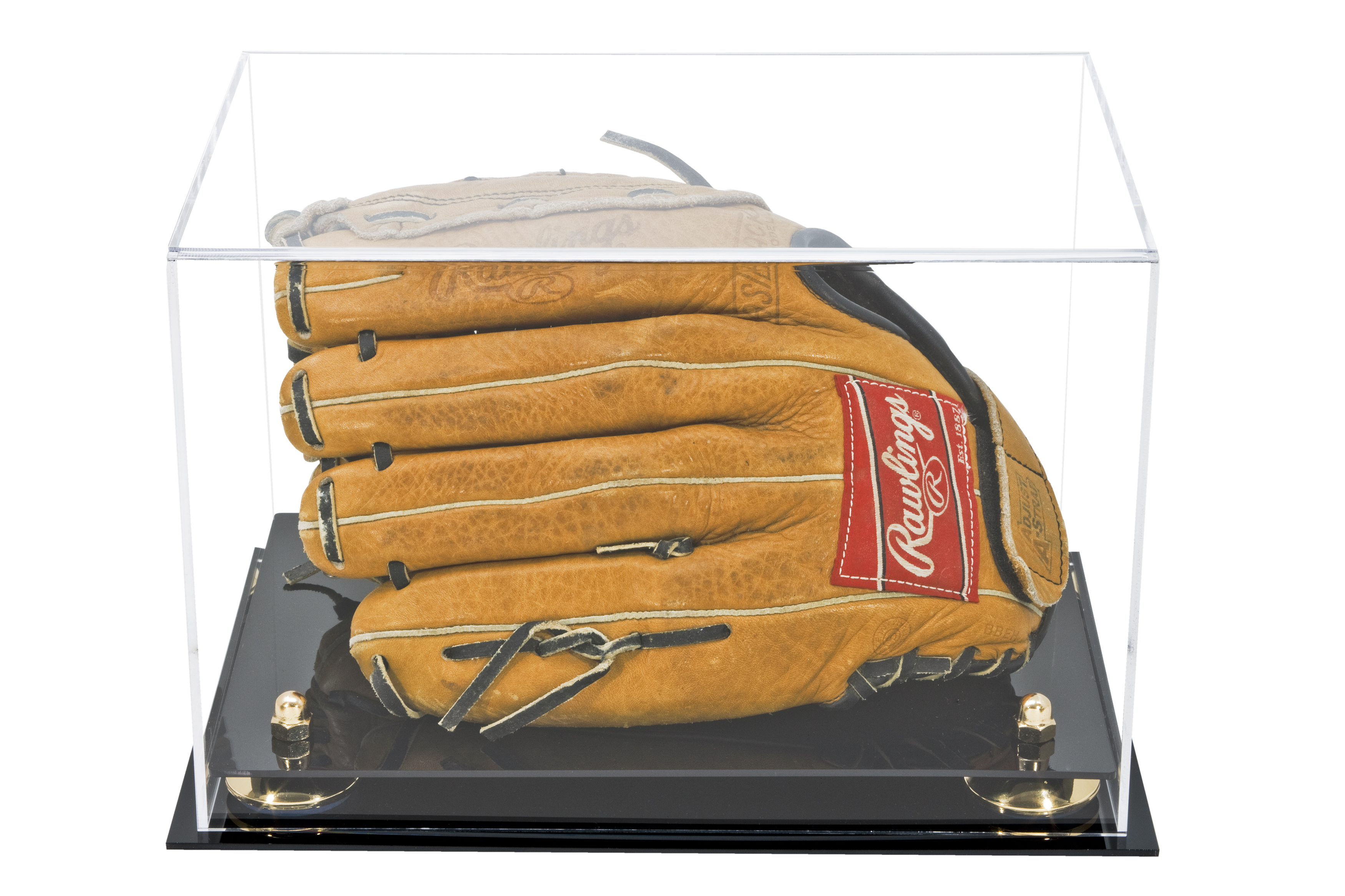 MLB Collectible Clear Baseball Glove Display Case with Gold Risers