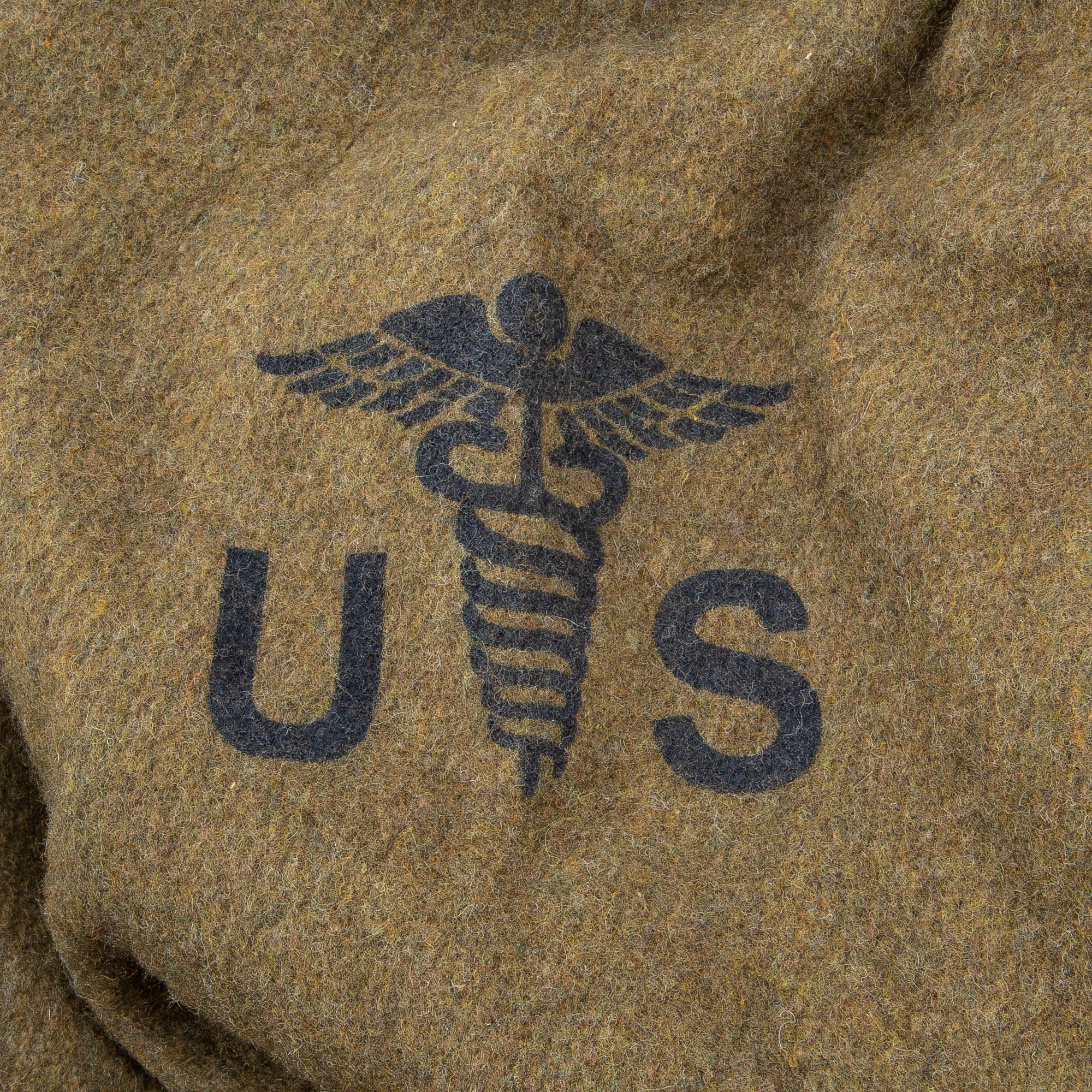 US Army Reproduction Wool Camping Blanket Olive Drab Military Medical