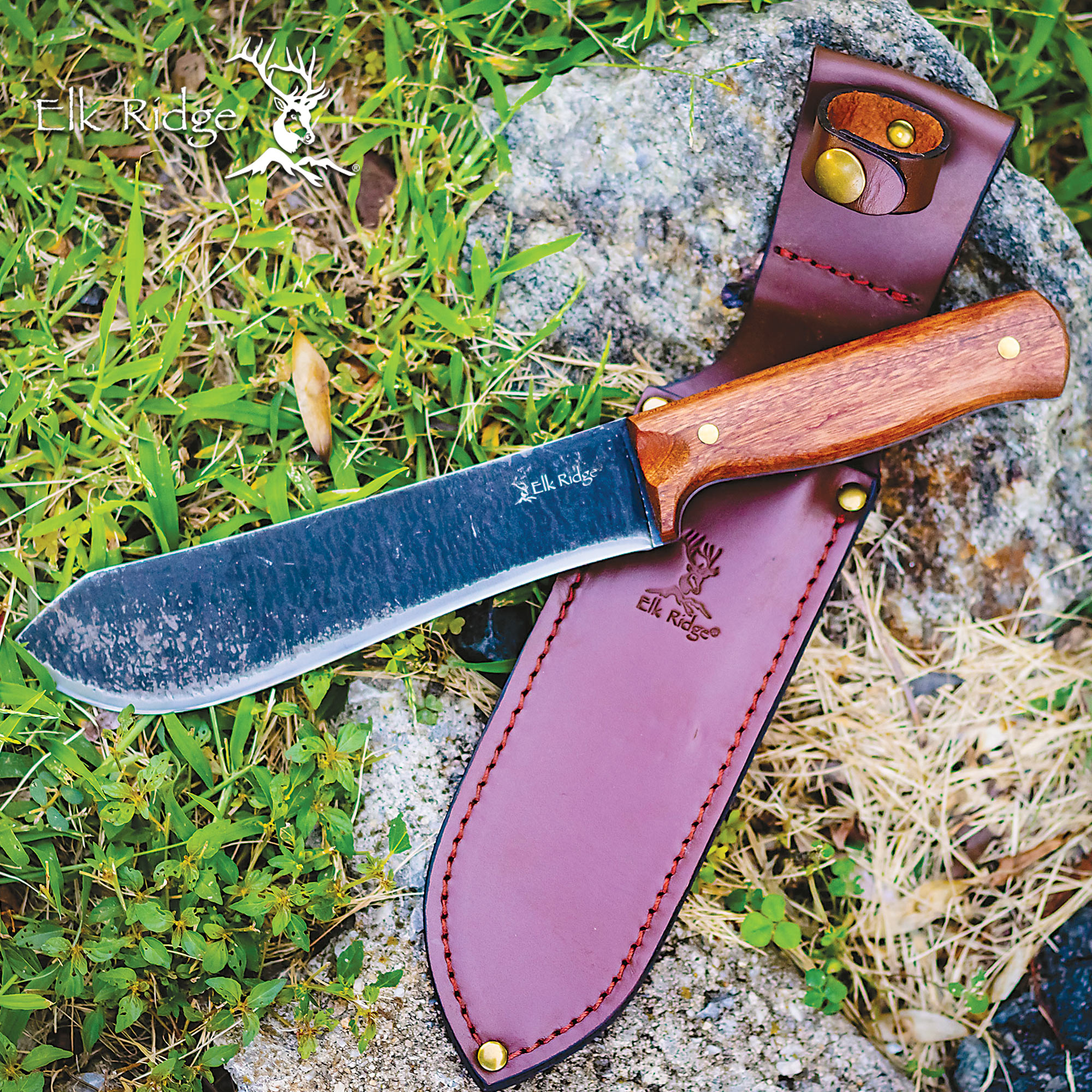 11 2/3” Fixed Blade Full Tang hunting Knife with Sheath 65Mn High