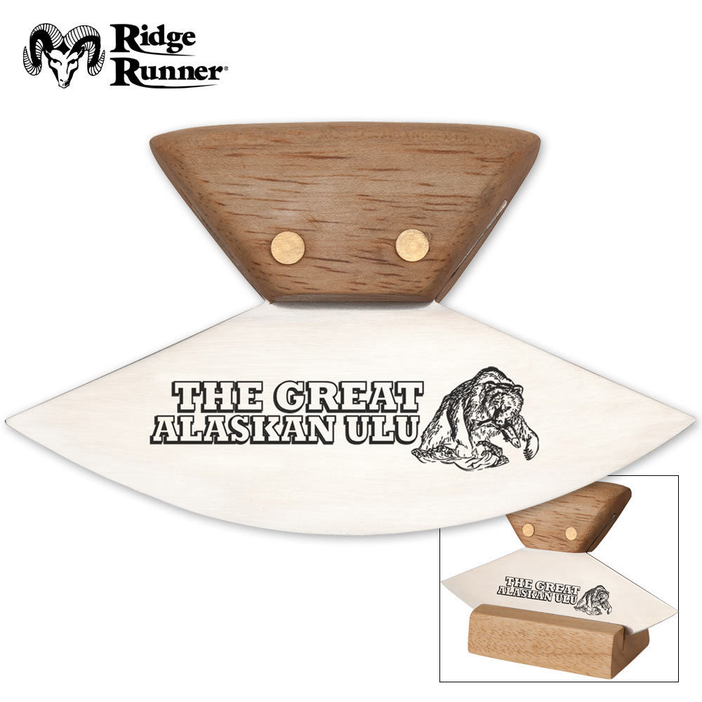 Ridge Runner Alaskan Wood Eskimo Ulu Kitchen Fixed Blade Knife W