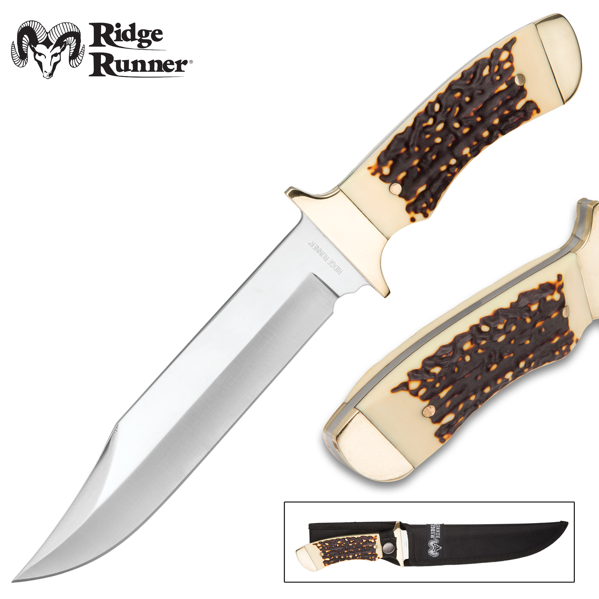 12" Antler Hunting Survival Skinning Fixed Blade Knife Full Tang Army Bowie eBay