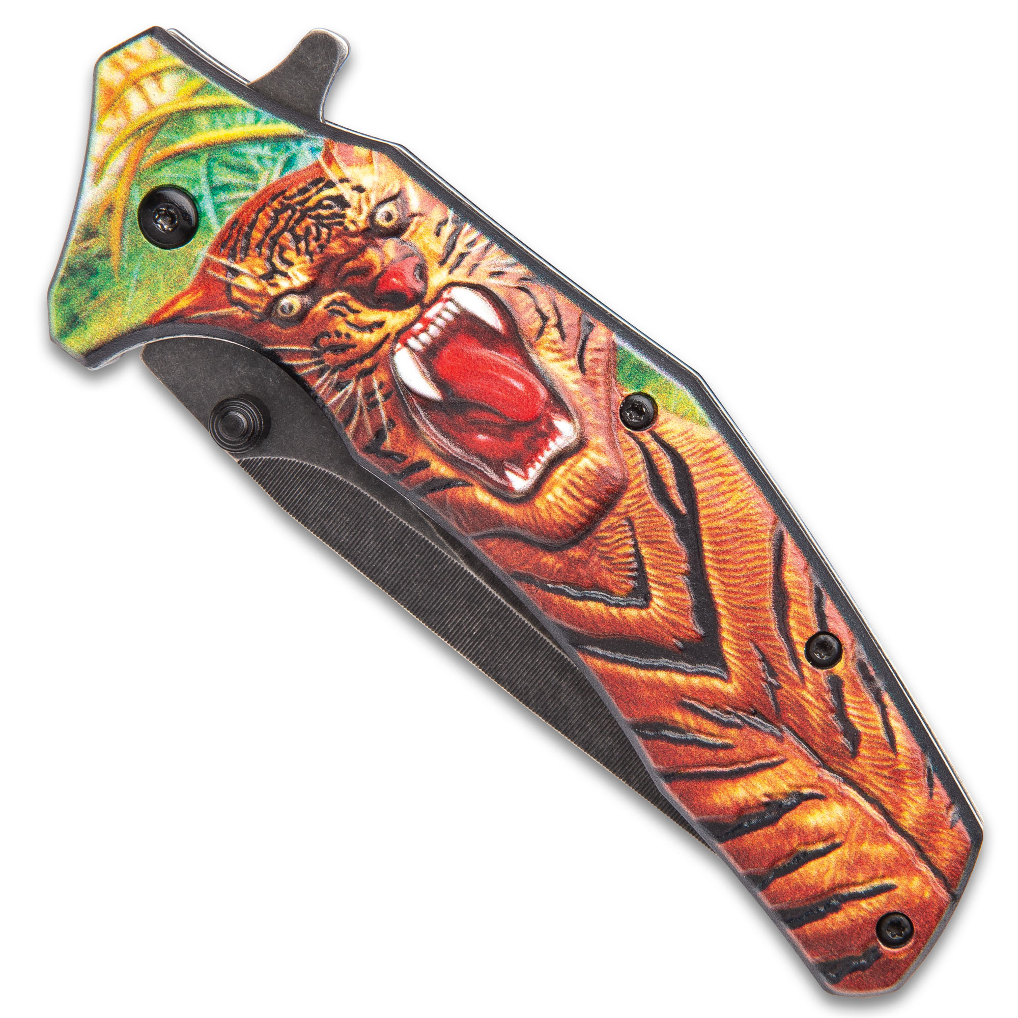 8 3/4" TOMAHAWK Tiger Stalker Assisted Opening Folding Knife STAINLESS