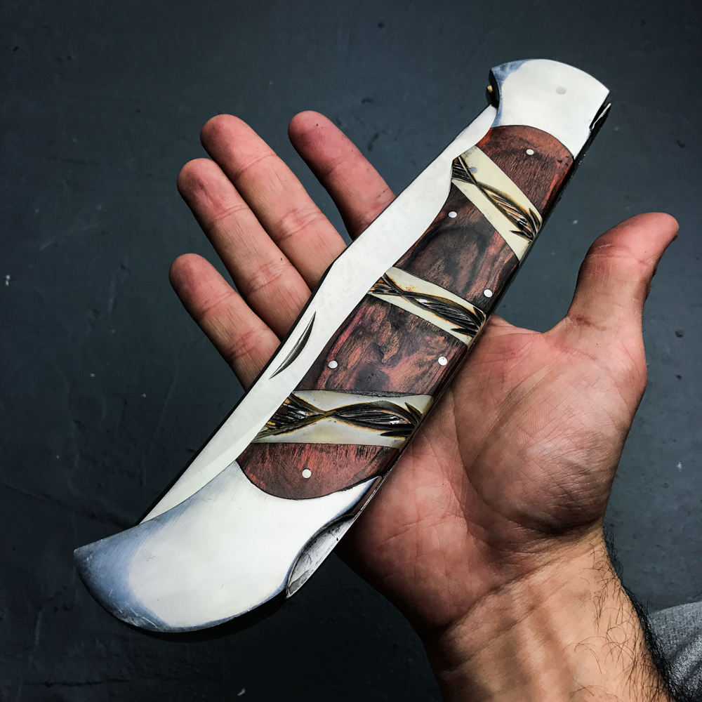 18" GIANT FOLDING POCKET KNIFE Wood Camping Hunting Lockback Skinner