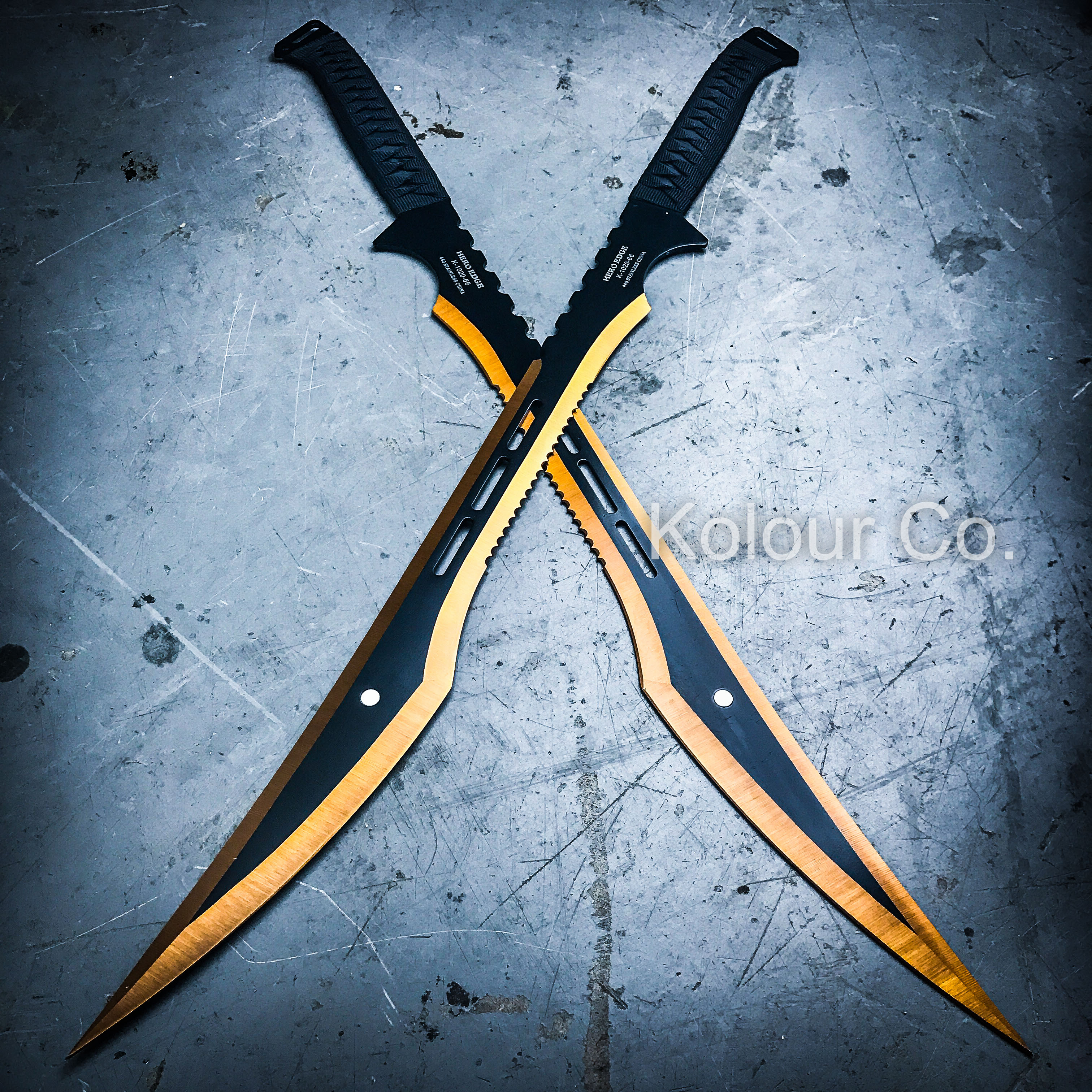 27" GOLD NINJA SAMURAI Twin Blade MARTIAL ARTS SWORDS Katana Japanese