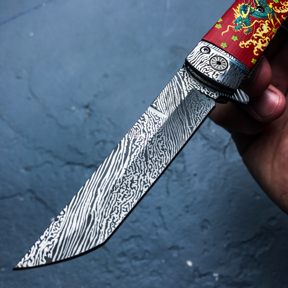 8" Spring Assisted Open Folding Pocket Knife Katana Tanto Japanese