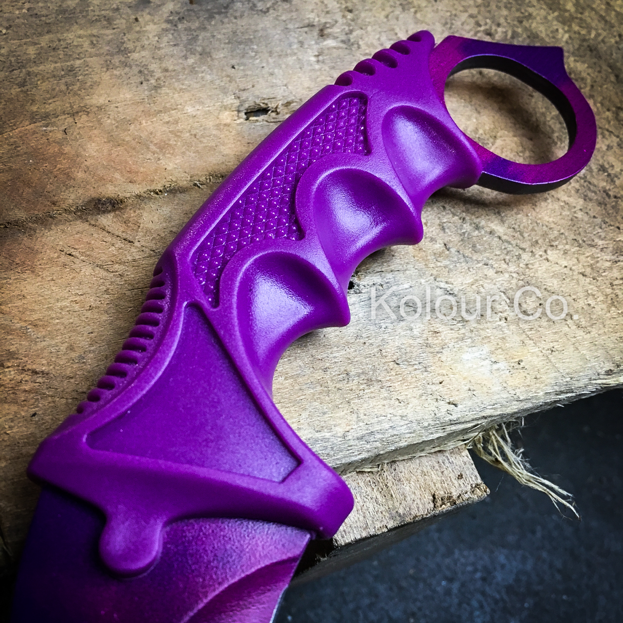 TACTICAL CS GO KARAMBIT KNIFE Survival Hunting BOWIE Fixed Blade PURPLE ...