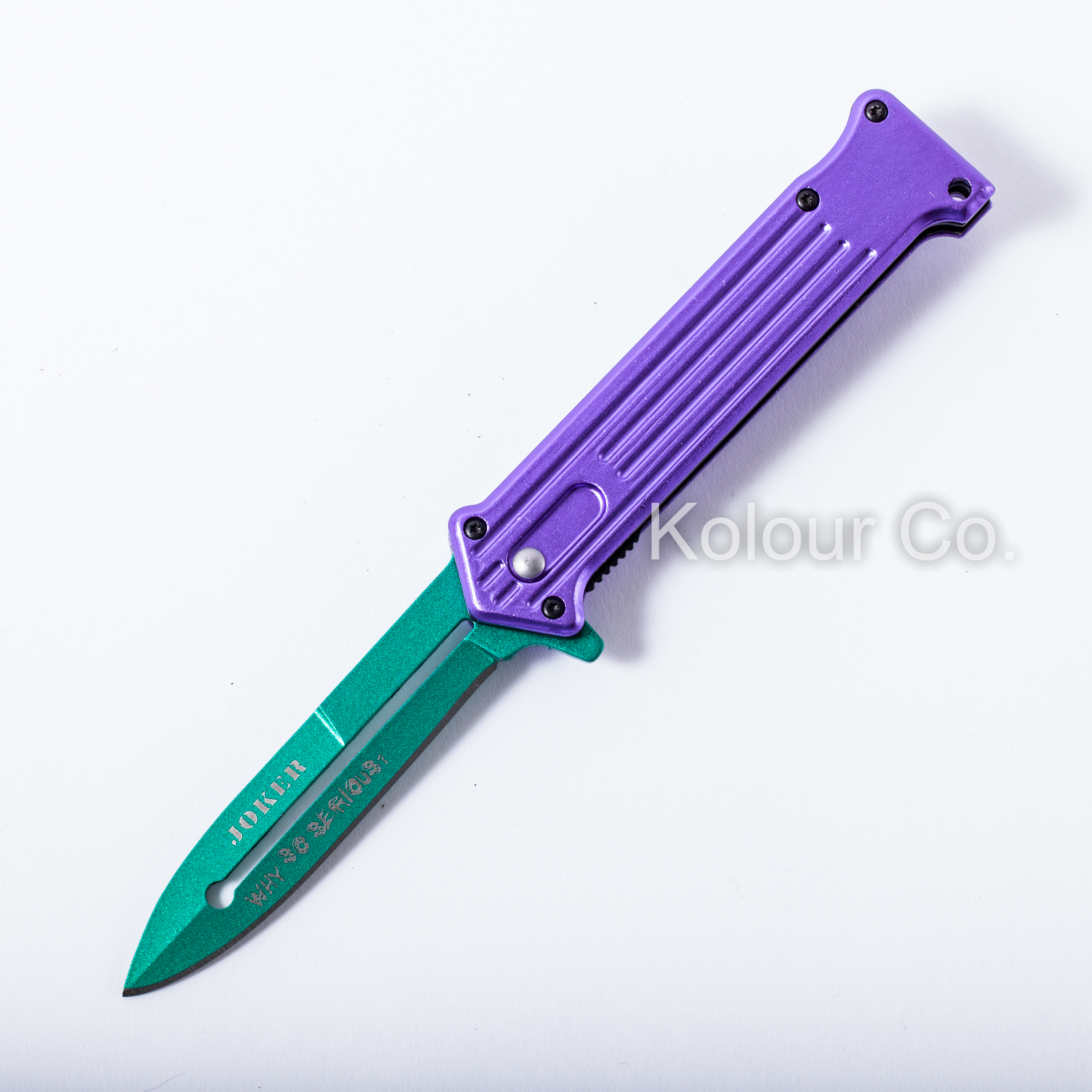 8" JOKER SPRING ASSISTED STILETTO FOLDING POCKET KNIFE Blade Batman