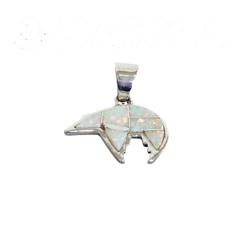 Touch of Santa Fe Opal Inlay Sterling Silver Bear Pendant #P044 - Picture 12 of 14