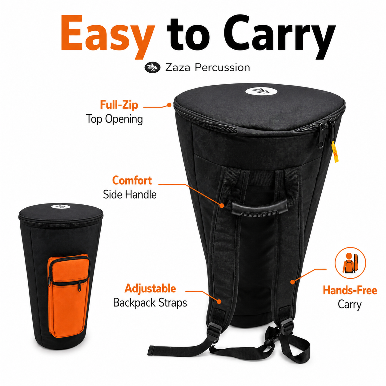 Zaza Percussion Djembe Drum Bag – Padded African Drum Carry - Produktbild 3