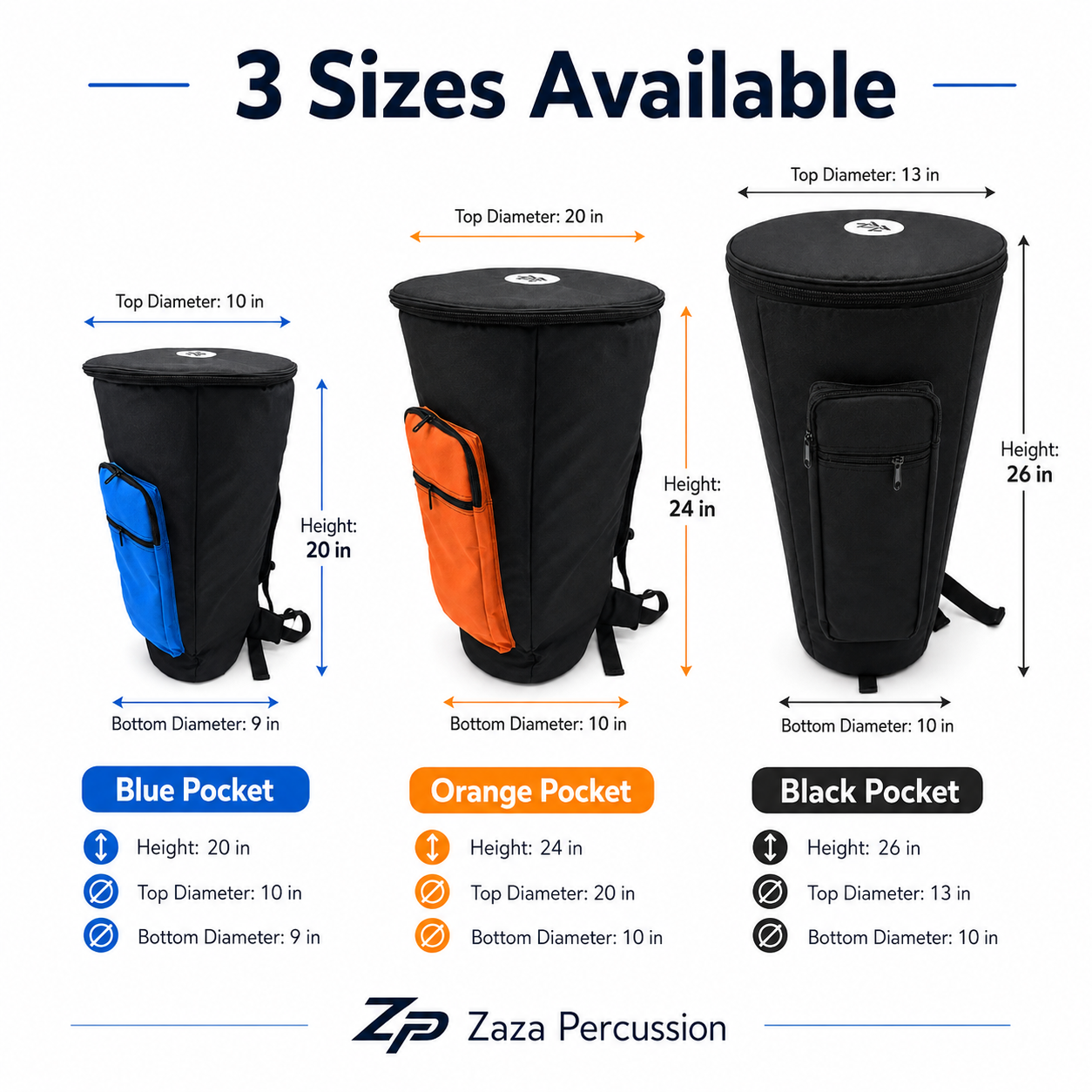Zaza Percussion Djembe Drum Bag – Padded African Drum Carry - Produktbild 1