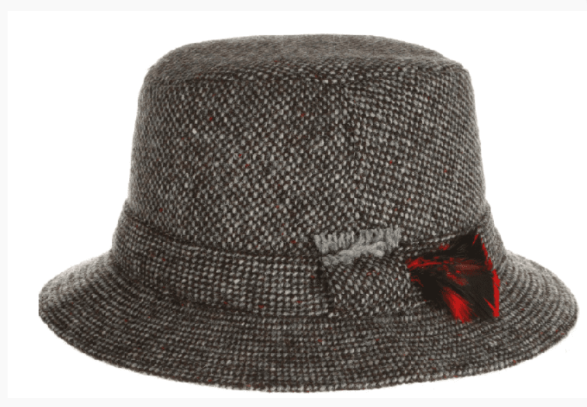 Donegal Wool Tweed Walking Hat Feather Ornamentation Classic Irish